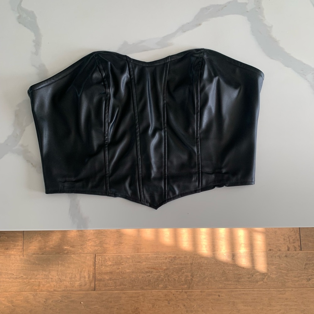 Faux Leather Tube Top/Corset